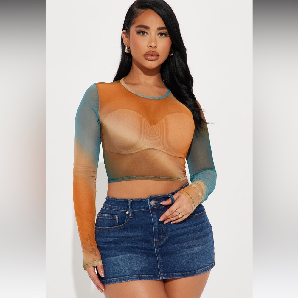 Dusk To Dawn Mesh Top - Orange/combo